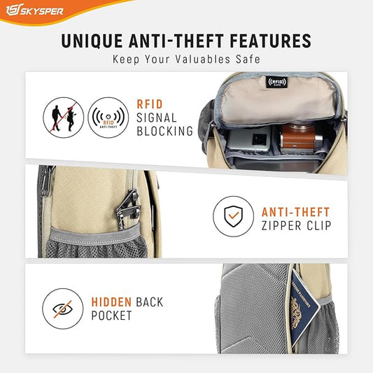 SKYSPER Sling Bag RFID Cross Body Bag Recycled Crossbody Backpack Travel Daypack