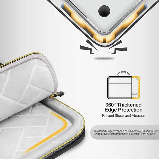 Lacdo 360° Protective 15-15.6 Inch Laptop Sleeve Case for Acer HP Dell ASUS Laptop, Acer Aspire 15, HP Pavilion/Envy 15, Dell Inspiron 15, ThinkPad/IdeaPad 15, ASUS Zenbook Computer Bag, Elegant Black