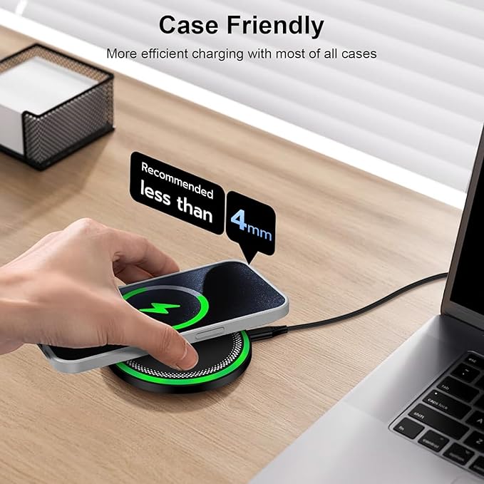 Samsung Wireless Charger Fast Charging Pad for Galaxy S25 Ultra/S24 Plus/S24 FE/S24Ultra/S23+/S22/S21/S20,15W Wireless Phone Charger Android Charging Station Mat for Google Pixel 9 Pro 8A with Adapter