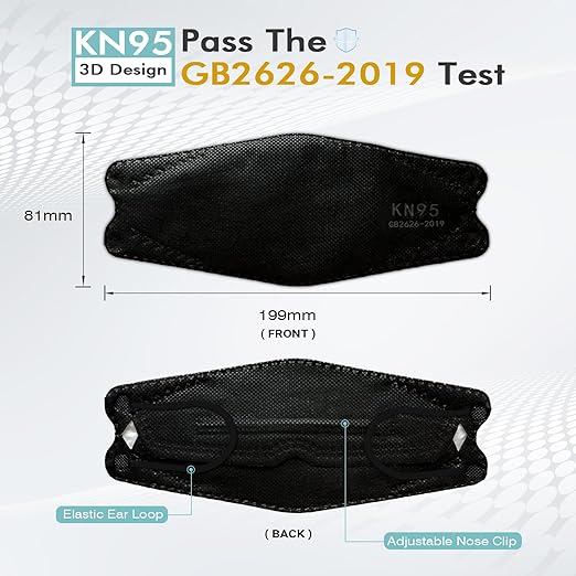 LEMENT KN95 Face Masks 100 Pack,Breathable Black Disposable Face Masks For Adult,Teenager