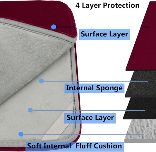 14 inch Laptop Sleeve, Upgrade Shockproof Protective Computer Cover Flip Case Briefcase Carrying Bag Compatible with 14" HP, Lenovo, Asus, Acer, Notebook, Chromebook Computer, Red