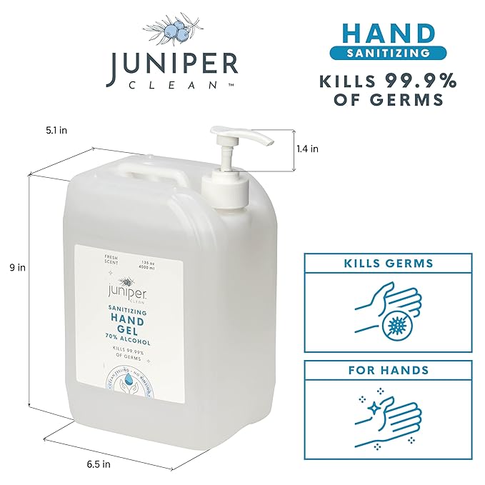 Hand Sanitizer Gel with 70% Alcohol 1.06 Gallon with Pump (Pack of 4)