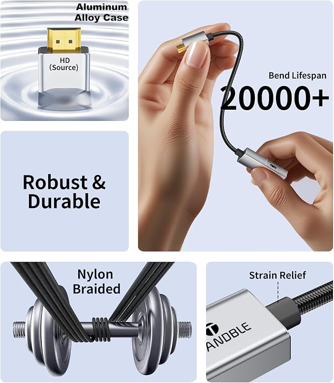 HDMI to USB C Adapter 4K60Hz, Unidirectional HDMI Male (Source) to USB C Female (Display) for Portable Monitor, AR Glasses XREAL One/Air 2 Pro/VITURE Pro/Rokid, PS4/5, Xbox, Switch, ROG Ally