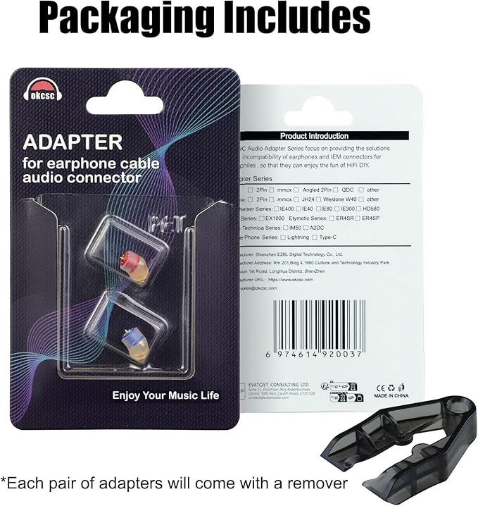 okcsc Ear Female to IE300/MMCX Male Headphone Adapter,for Pentaconn Ear PE Cable,for SENNHEISER Headsets IE300/IE600/IE900 AKG N5005 N30 N40/MMCX,Easy Use High Grade Quality Audio Adapter,1 Pair/Black