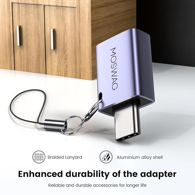 MOSWAG USB C to USB Adapter 4 Pack, 5Gbps USBC Male to USB 3.0 Female MacBook Pro Air Adapter, Type C Thunderbolt 3 OTG Converter for MacBook,Chromebook, Surface,Samsung Galaxy S24 S23, iPhone 15 16