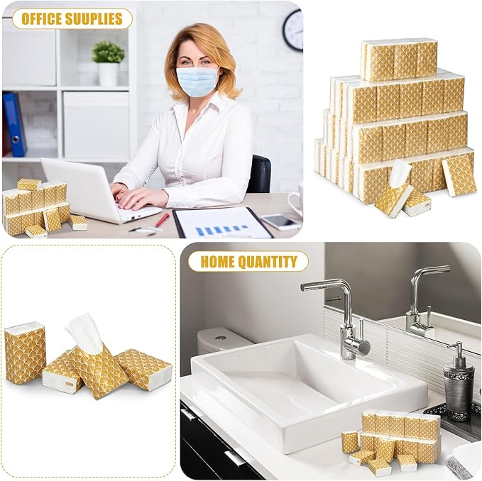 Ctosree 50 Pack Vintage Pocket Tissues Travel Packs Bulk 500 Sheet Small Tissues Pocket Packs Party Favors 3 Ply Mini Travel Size Individual for Allergy Camping