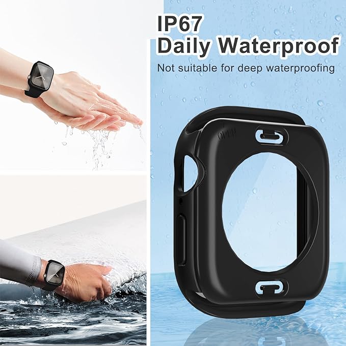 3 in 1 Waterproof Case for Apple Watch Series 11(2025) Series 10 Screen Protector 42mm Accessories Built-in Tempered Glass, 360°Full Protective PC Bumper Face Cover Compatible iWatch 42mm