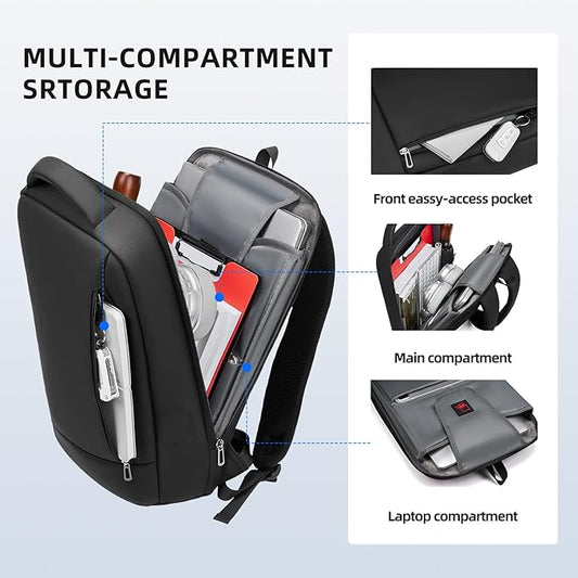 Slim Laptop Backpack for Men, Fits 15.6 inch Notebook, Waterproof Business Backpack Ideal for Working, Commuting, Daily