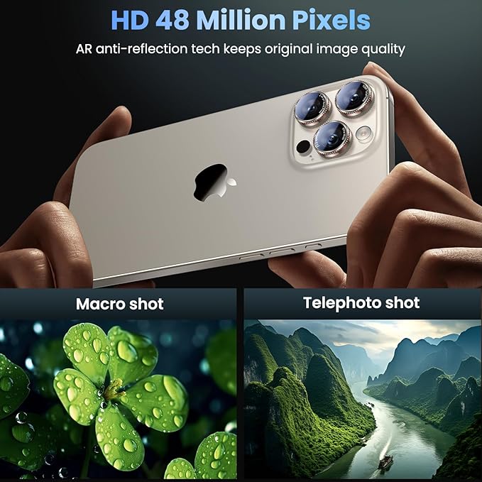 Uyiton for iPhone 17 Pro Max/17 Pro/16 Pro Max/16 Pro/15 Pro Max/15 Pro/14 Pro Max/14 Pro Camera Lens Protector - Military-Grade Tempered Glass Metal Camera Cover, Easy to Install, Gearwheel Gray+Red