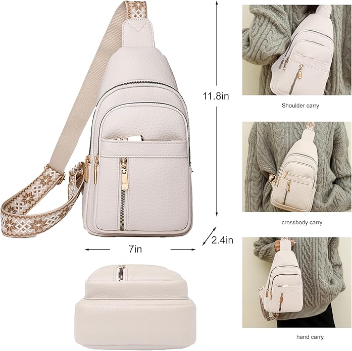 Leather Sling Bag for Women,Travel Small Sling Bag Crossbody Bags for Women-Vegan Leather Fanny Pack Crossbody Bags