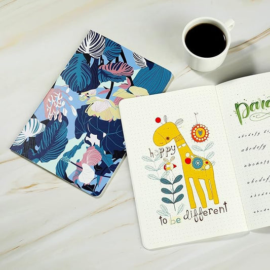 12 Pack Flower Design Dot Grid Notebook Journals Bulk for Traveler, Student and Office, Composition Subject Sketchbook Notebooks with Dotted Grid Paper, 80GSM, 30 Sheets,5.5x 8.3 inch, A5 Size