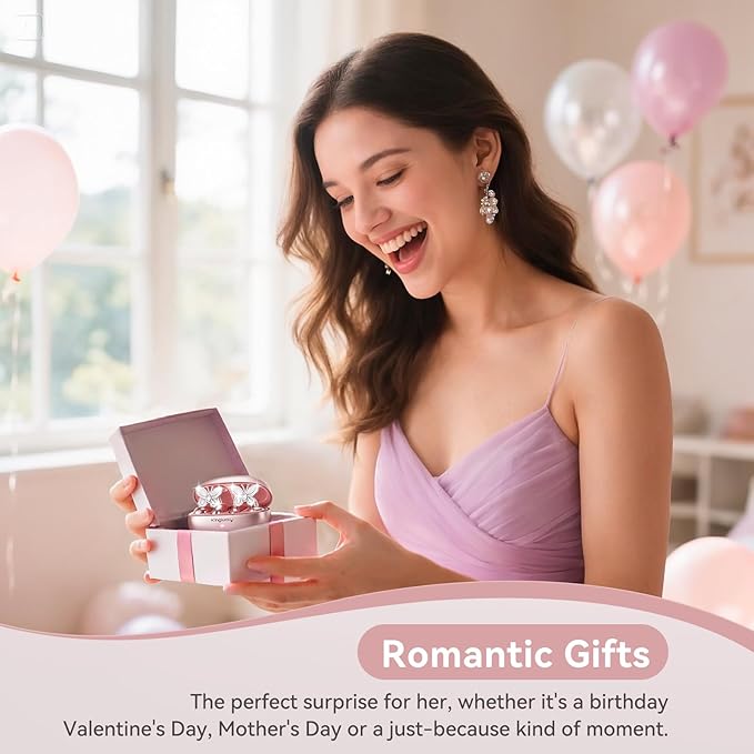 Kinglucky Jewelry-Inspired Clip-On Earbuds with Butterfly Earrings, Comfortable Fit & 50H Playtime Open Ear Bluetooth 5.4 Wireless Headphones for Women Gifts, Small Ears, Sports & Workouts (Rose Gold)