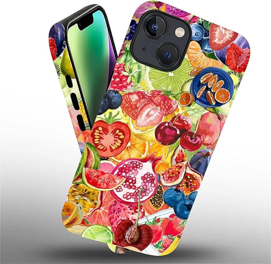 Case for iPhone 14 Plus,Summer Fruit Collage for Woman Men Full Body Protective Cover Shockproof 2 in 1 Silicone + Hard PC Case for iPhone 14 Plus