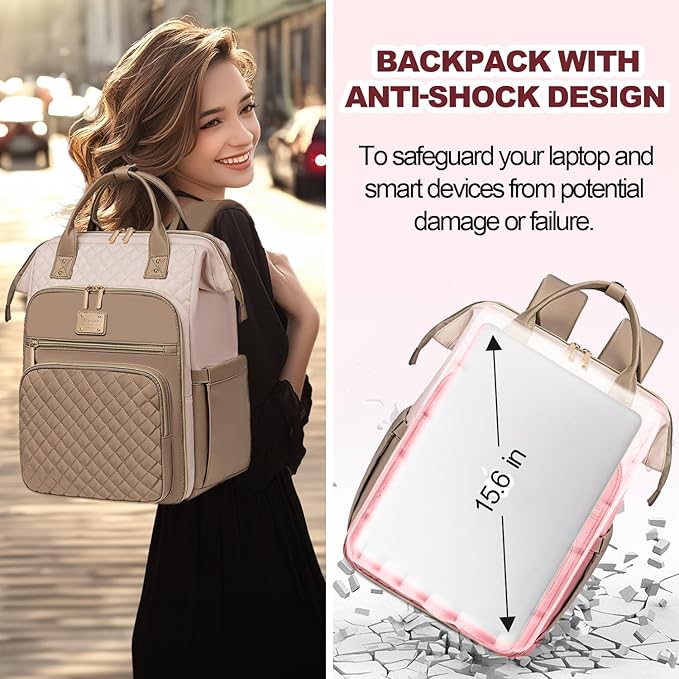 Lunch Backpack for Women, 15.6 inch Laptop Backpacks for Womens, Work Backpacks with Lunchbox,Insulated Back pack Cooler,Teacher Nurse Travel Backpack for Women