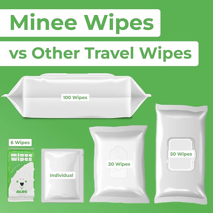 Impossibly Compact Travel Wipes with Fragrance - Skin-Friendly, Hypoallergenic & Scented Wet Wipes for Adults, Kids & Baby Care (60 Wipes Total, Aloe Vera)