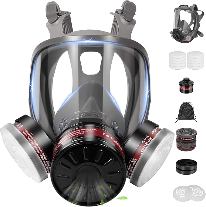 Gas Masks Survival Nuclear and Chemical - Reusable Full Face Respirator Gas Mask with Activated Carbon Filter