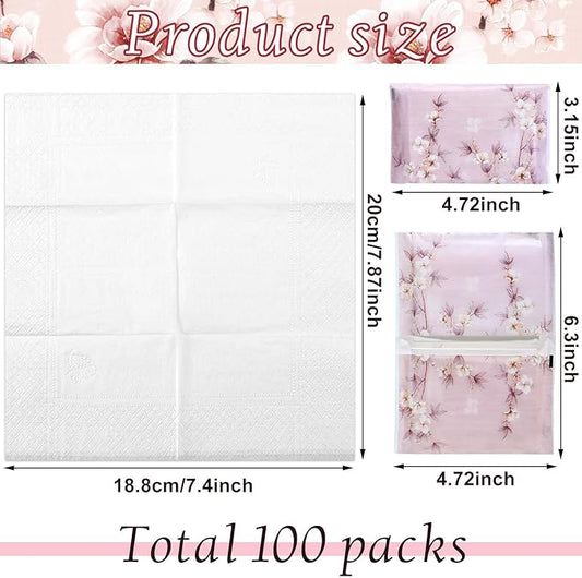 PerKoop 100 Pack Pocket Tissues Travel Slim Packs Small Facial Tissues Wallet Size Toilet Paper for Travel Guest Wedding Supplies, 4 Styles(Colorful Flowers)