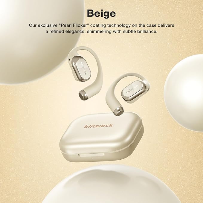 BlitzRock CT3 Pro Open Ear Headphones, Rich Balanced Sound, AI ENC 4 Mics Clear Calls,40H Playtime, IPX5 SweatSafe, Bluetooth 5.4 Wireless Earbuds with Earhooks, App Control