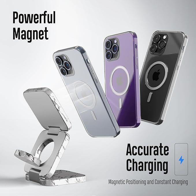 Fast Wireless Charger, Magnetic Foldable 3 in 1 Charging Station for iPhone 17/16/15/14/13/12 Pro/Plus/Pro Max, 5W Portable Charger for Apple Watch9/8/7/6/5/4/SE, for Airpods