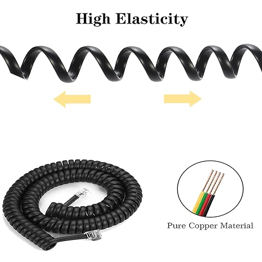 4Pack 8Ft Uncoiled / 1.4Ft Coiled Telephone Handset Cord with 4 Pack 360 Degree Rotating Landline Cable Detangler Swivel Cord Untangler Telephone Accessory