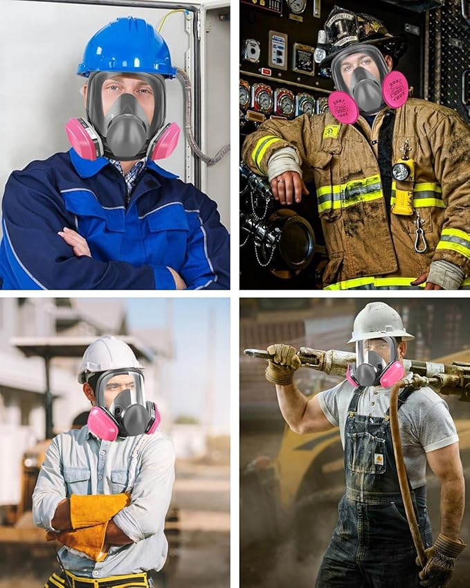 Full Face Respirator Mask with Filters 60921 & 2097, Gas Mask Against Dust, Organic Vapor, Paint, Welding, Chemicals, Epoxy Resin, Sanding, Woodworking