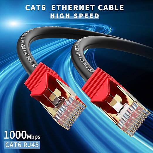 XXONE Outdoor Cat 6 Ethernet Cable 150ft, 26AWG Heavy-Duty Cat6 Networking Cord Patch Cable RJ45 LAN Wire Cable FTP Waterproof Direct Burial