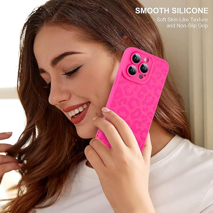 ZIYE for iPhone 16 Pro Max Case Hot Pink Leopard Pattern Phone Case with Camera Protection,Soft TPU Silicone Rubber Protective Cover Cheetah Design Cases Compatible with iPhone 16 Pro Max 6.9 Inch