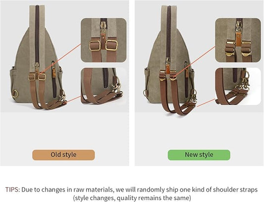 KouLi Buir Canvas Sling bag,Small Crossbody Backpack,Convertible Chest Bag Casual Daypack For Outdoor Cycling Hiking Travel