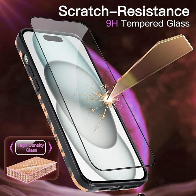 Phone Case for iPhone 15 Case White Shell Color Tortoiseshell Print TPU Slim Phone Cover for Women Girls Grily Brown Shockproof Phone Cover for iPhone 15, Tortoise Print