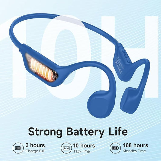 LOBKIN Bone Conduction Headphones Bluetooth 5.4, Open Ear Headphones with Mic, Wireless, 10H Playtime, IPX5 Waterproof Sports Headphones for Running, Ski, Cycling, Workout, Blue