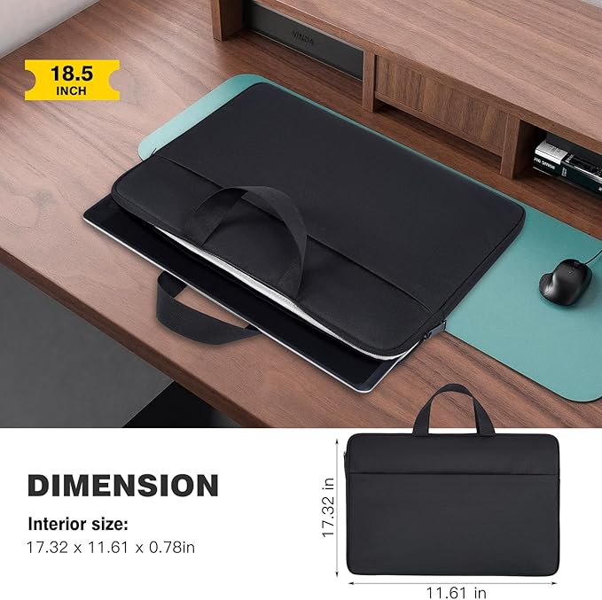 18.5 Inch Portable Monitor Case, Protective Carrying Sleeve for VisionOwl InnoView Upperizon Usparkle Ingnok iProda Motyeowe Cocopar HONGO, 18-18.5" Laptop Notebook Computer Bag, Black