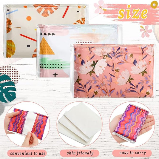 24 Packs Travel Size Tissue Pocket Slim Pack Facial 3 Ply Wallet Size Pocket Tissues for Travel Wedding Party Favors, 6 Styles(Geometry)