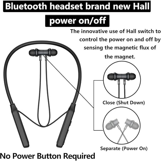 Neck Headphones Wireless Bluetooth,V5.2 with Microphone Neckband Bluetooth Headphones,35 Hours of Playtime in-Ear Neckband Earbuds no Power Button IPX7 Sweat-Resistant deep bass (Y8H)