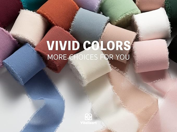 Vitalizart Sage Green Handmade Chiffon Silk Ribbon Fringe 1.5" x 21 Yd Frayed Edges Ribbons for Wedding Invitations Bridal Bouquets Gifts Wrapping Crafts Holiday Party Decorations