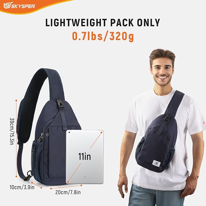 SKYSPER Sling Bag RFID Cross Body Bag Recycled Crossbody Backpack Travel Daypack