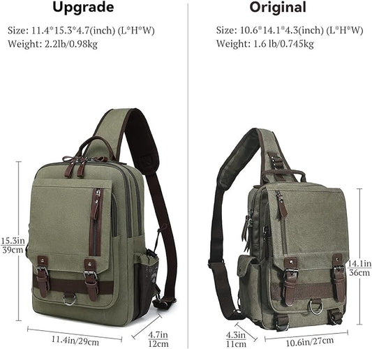 mygreen Canvas Cross Body Messenger Bag Shoulder Sling Backpack Travel Rucksack