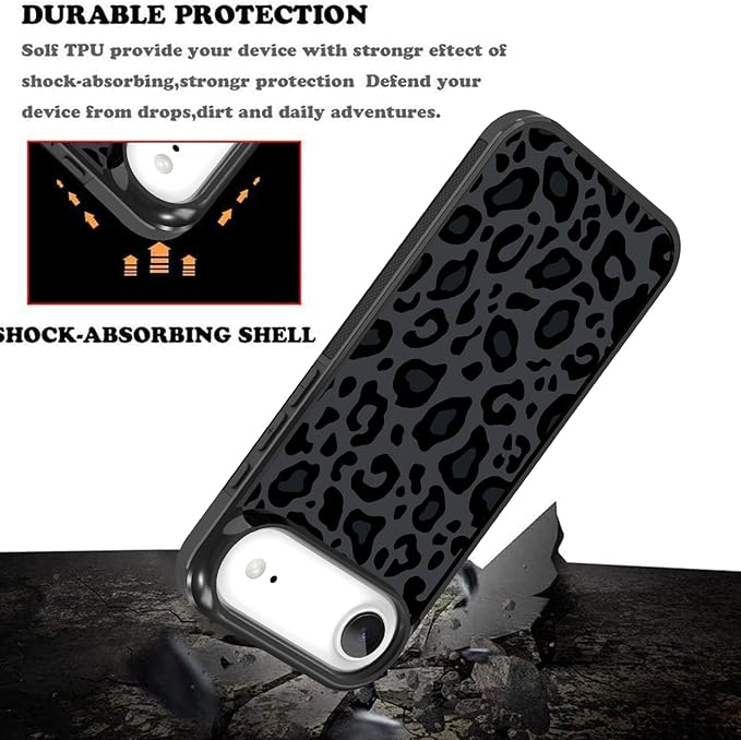 KANGHAR Case Compatible with iPhone Air,Black Leopard Design,Tire Texture Non-Slip +Shockproof Rugged TPU Protective Case for iPhone Air 6.5 Inch