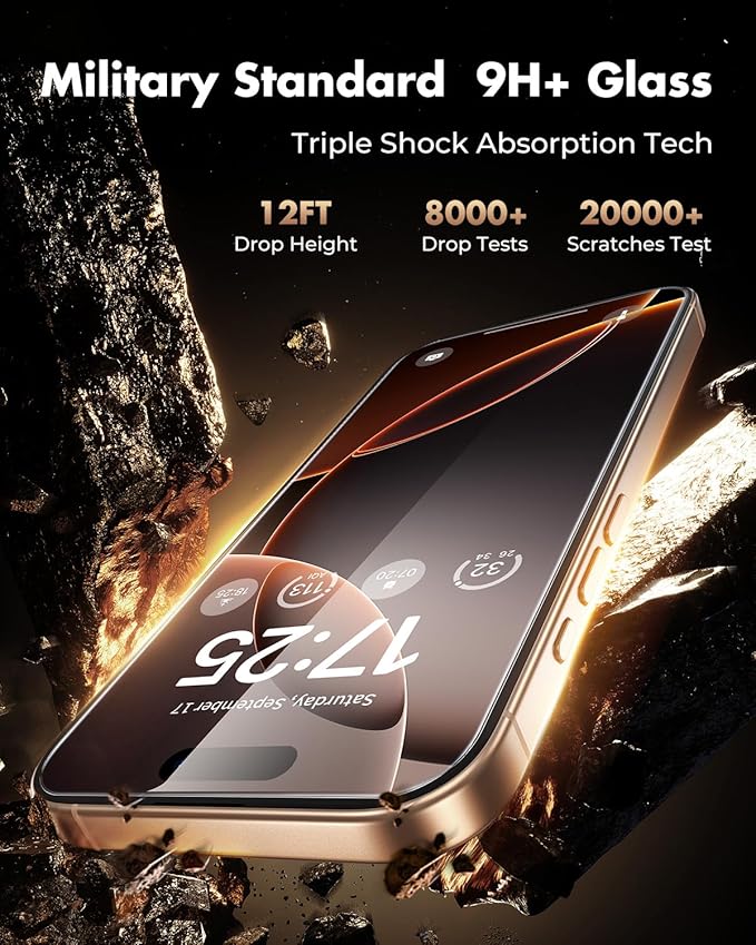 UNBREAKcable Screen Protector for iPhone 16 Pro, Pull-To-Protect Easy Installation, Auto Dust-Elimination, 9H+ Military-Grade Tempered Glass, Bubble-Free, Case Friendly, HD Clear, 6.3 Inch, 2 Pack