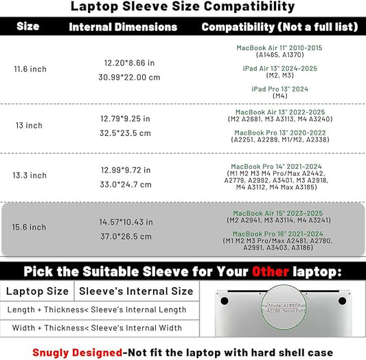 Allinside 15-16 inch Laptop Sleeve Case Compatible with MacBook Air 15 2023-2025/MacBook Pro 16 2021-2024, Waterproof PU Leather Laptop Sleeve Bag Protective Vertical Case Cover, Black