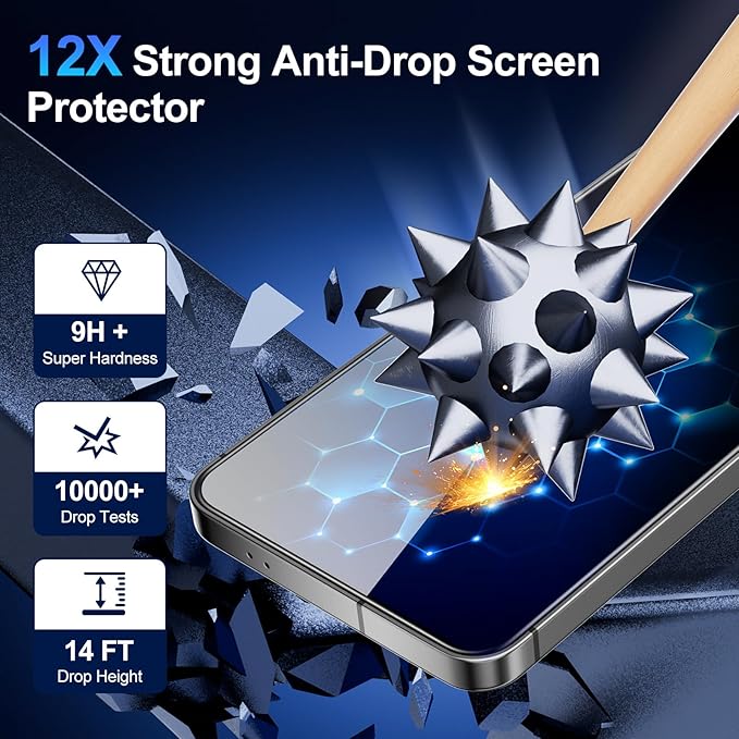 2 Pack for Galaxy S24 Plus Privacy Screen Protector,100% Fingerprint Unlock,Anti Spy HD Tempered Glass,9H+ Military Shatterproof Screen Protector,Easy Installation,Case Friendly