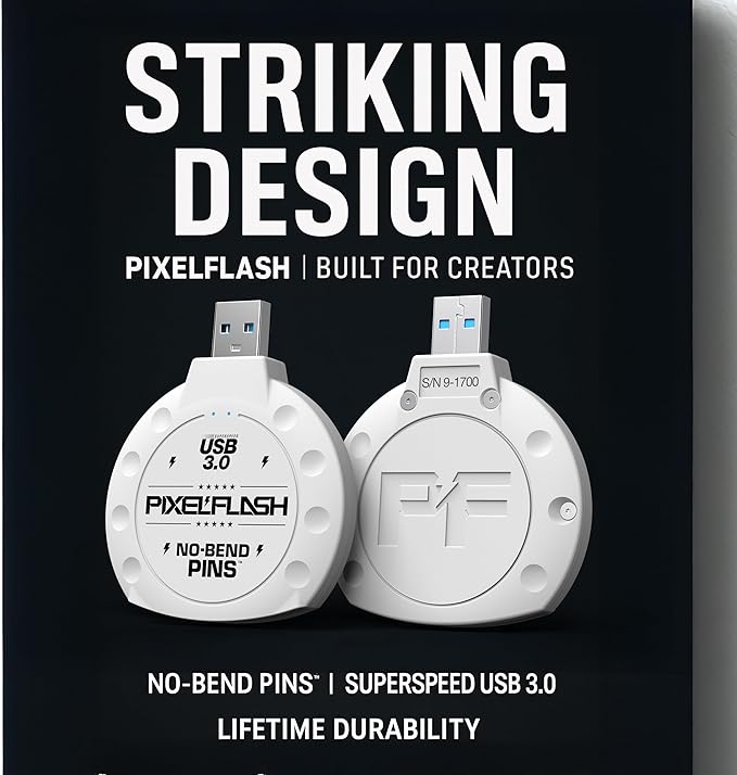 PixelFlash CF Card Reader (White) - Compact Flash Memory Card Adapter with USB 3.0, 5GB/s File Transfer, No-Bend Pins, Supports UDMA-7, Anti-Slip & Anti-Scratch, Compatible with Most Brands & OS