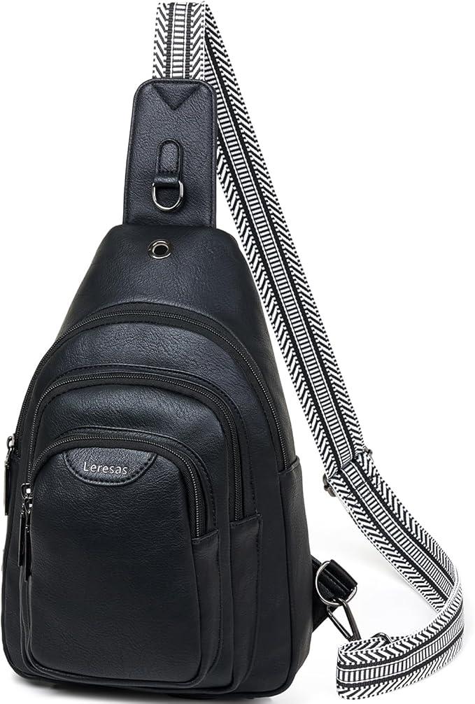 10L Crossbody Sling Bag for Women Men Anti Theft Cross Body Fanny Pack Belt Bag Purse Gifts for Women Faux Leather, Black