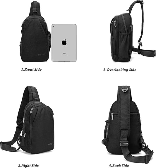 NICGID Sling Bag Chest Shoulder Backpack Crossbody Bags for Tablet Laptop Outdoor Hiking Men Women