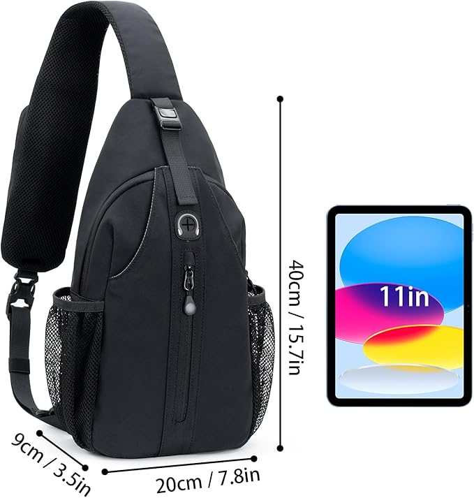 LEDAOU Crossbody Sling Bag for Men Anti-Theft Sling Backpack Cross Body Shoulder Chest Bag Fanny Pack Travel Hiking (Black)