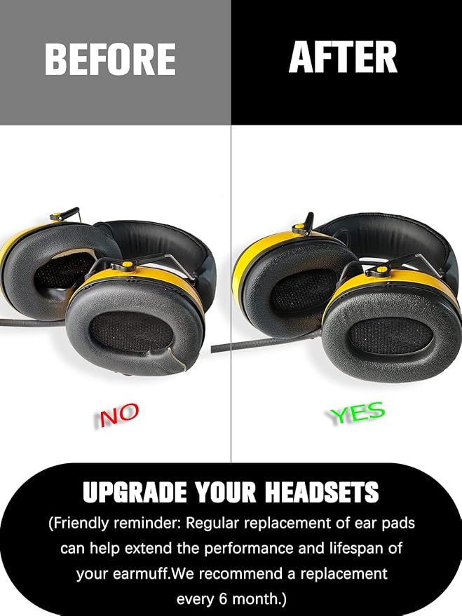 PROHEAR FEP01-1Pair Replacement Foam Ear Pads (Upgraded) for 3M WorkTunes Connect(90543, 90544, 90542, 90541), ZOHAN EM042 Radio Headphone, 037 Bluetooth Hearing Protection