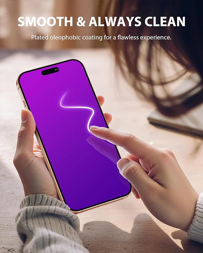 Compatible for iPhone 17 Pro Max Privacy Screen Protector 6.9 Inch, Purple Gradient Anti Spy Anti Blue Light HD Tempered Glass Easy Installation