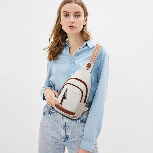 Womens Sling Bag Crossbody Bags for Women Vegan Leather Sling Backpack Daypack Fanny Pack Crossbody Purse Travel