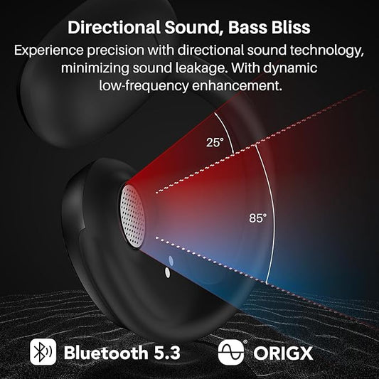 TOZO OpenEgo Open Ear Earbuds Bluetooth Headphones, 80Hrs Playtime Wireless Earbuds with Earhooks, Digital Display, 32 EQ Modes, Clear Call, Comfortable Wear, Sweat-Proof for Running Workout Black