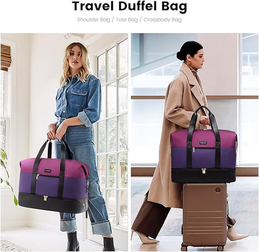 LOVEVOOK Weekender Bag, Large Travel Duffel Bag for Women with 2 Packing Cubes, Carry on Overnight Bag with Shoe Compartment, Mom Hospital Bags for Labor and Delivery