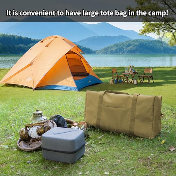 Large Military Duffle Bag Tactical Gear Load Out Bag Camping Storage Utility Tote Deployment Cargo Bag Travel Sports Equipment Duffel Luggage Bag with (Khaki, Medium 25.59"x11.81"x13.78"))